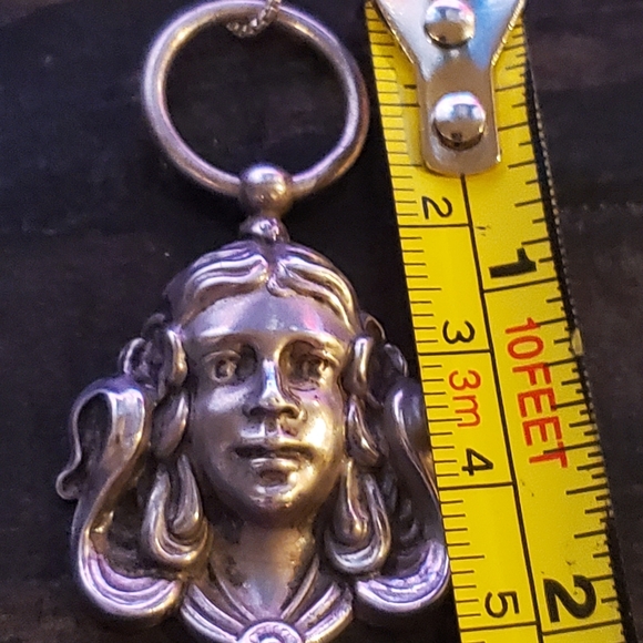 Amazing Vintage Sterling Silver Art Nouveau Repousse Lady Necklace - Picture 6 of 7